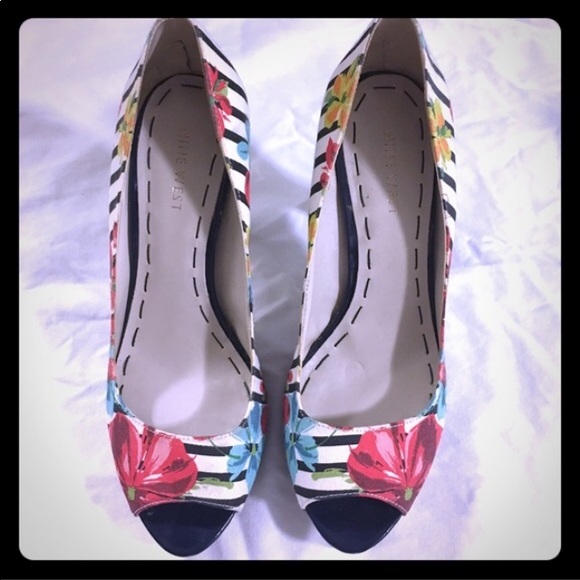 Nine West Shoes - Nine West Floral Peep Toe Heel